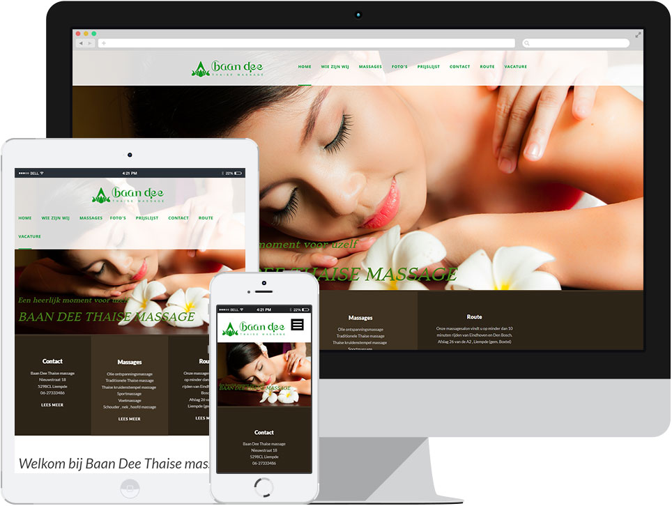 webdesign Baan Dee Thaise massage Liempde door Robiz.nl Webdesign & Webhosting