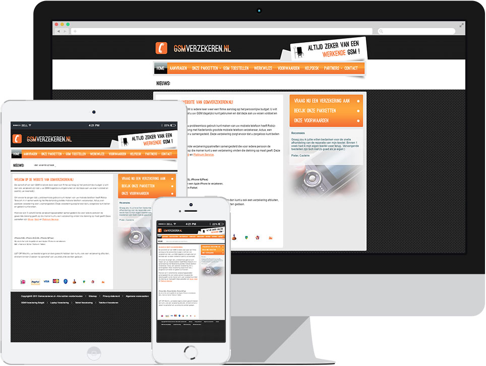 webdesign GSMVerzekeren.nl Oisterwijk door Robiz.nl Webdesign & Webhosting