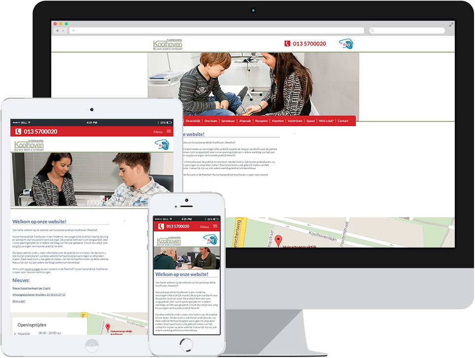 webdesign Huisartsenpraktijk Koolhoven Tilburg door Robiz.nl Webdesign & Webhosting